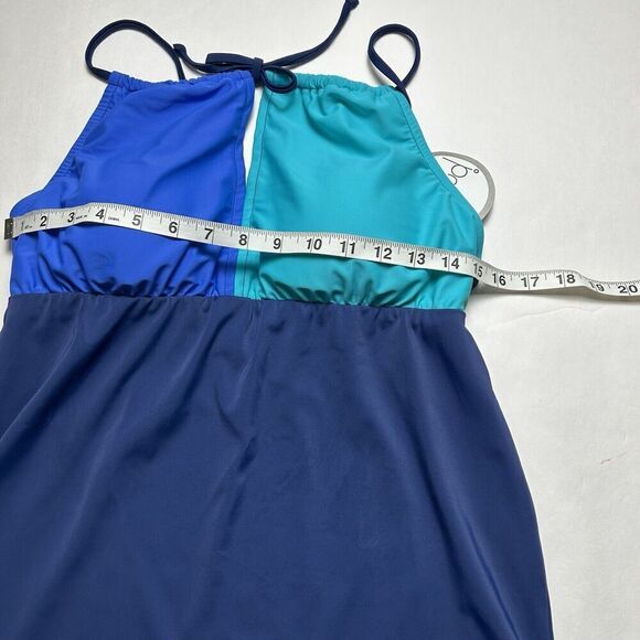 PREGO Swimwear Maternity Tri Color Bumpkini Size Medium Blue Teal Navy - Picture 3 of 7